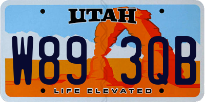 UT license plate W893QB