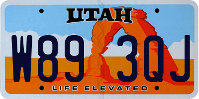 UT license plate W893QJ
