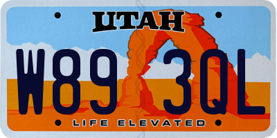 UT license plate W893QL