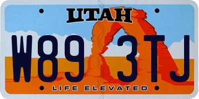 UT license plate W893TJ