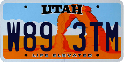 UT license plate W893TM