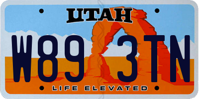 UT license plate W893TN