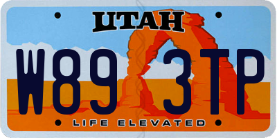 UT license plate W893TP