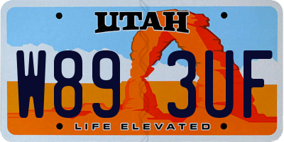 UT license plate W893UF