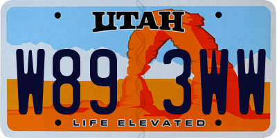 UT license plate W893WW