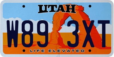 UT license plate W893XT