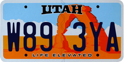 UT license plate W893YA