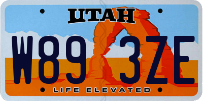 UT license plate W893ZE