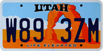 UT license plate W893ZM
