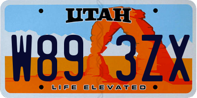 UT license plate W893ZX