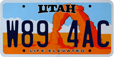 UT license plate W894AC