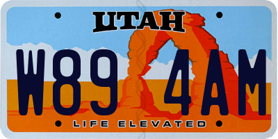 UT license plate W894AM