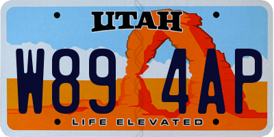 UT license plate W894AP