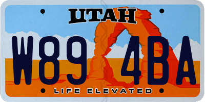 UT license plate W894BA