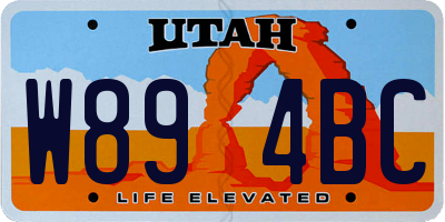 UT license plate W894BC