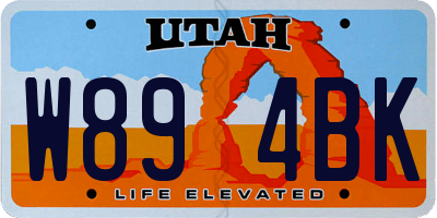 UT license plate W894BK