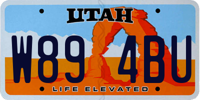 UT license plate W894BU
