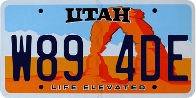 UT license plate W894DE