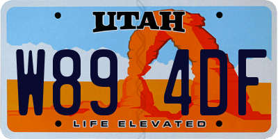 UT license plate W894DF