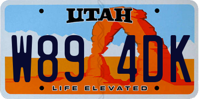 UT license plate W894DK