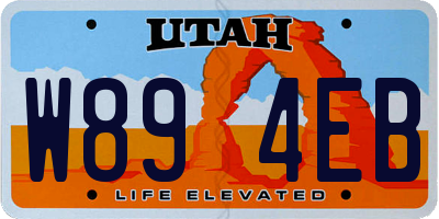 UT license plate W894EB
