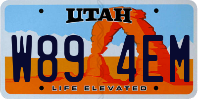 UT license plate W894EM