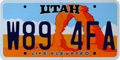 UT license plate W894FA