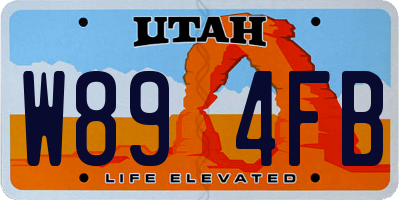 UT license plate W894FB