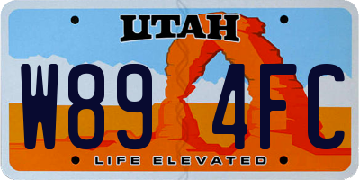 UT license plate W894FC