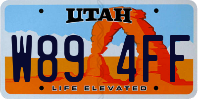 UT license plate W894FF