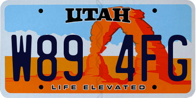UT license plate W894FG