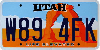 UT license plate W894FK
