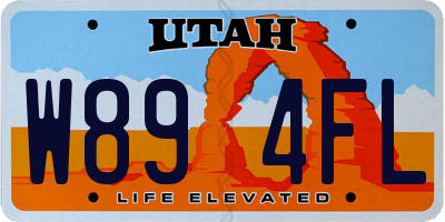 UT license plate W894FL