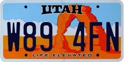 UT license plate W894FN