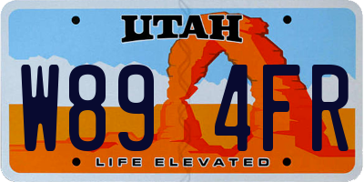 UT license plate W894FR