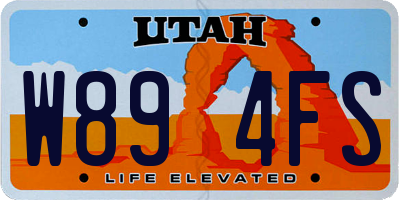 UT license plate W894FS