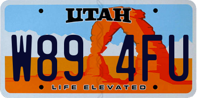 UT license plate W894FU