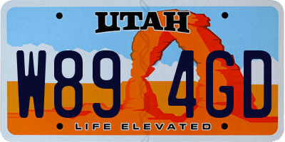 UT license plate W894GD