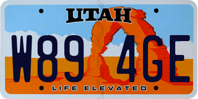 UT license plate W894GE