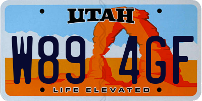 UT license plate W894GF