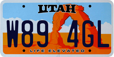UT license plate W894GL