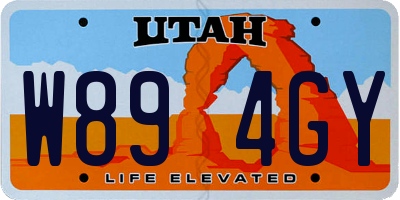 UT license plate W894GY