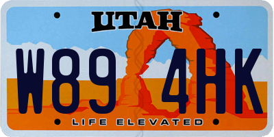 UT license plate W894HK