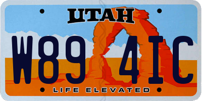 UT license plate W894IC