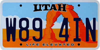 UT license plate W894IN