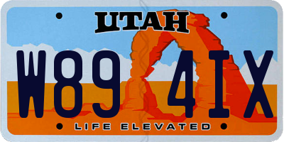UT license plate W894IX