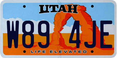 UT license plate W894JE