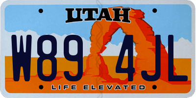 UT license plate W894JL