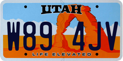 UT license plate W894JV