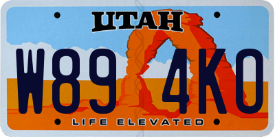 UT license plate W894KO
